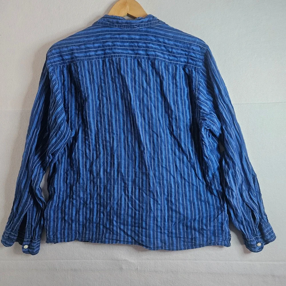 Steven Alan Mens Blue Striped Cotton Button Down Shirt Made in NYC Large